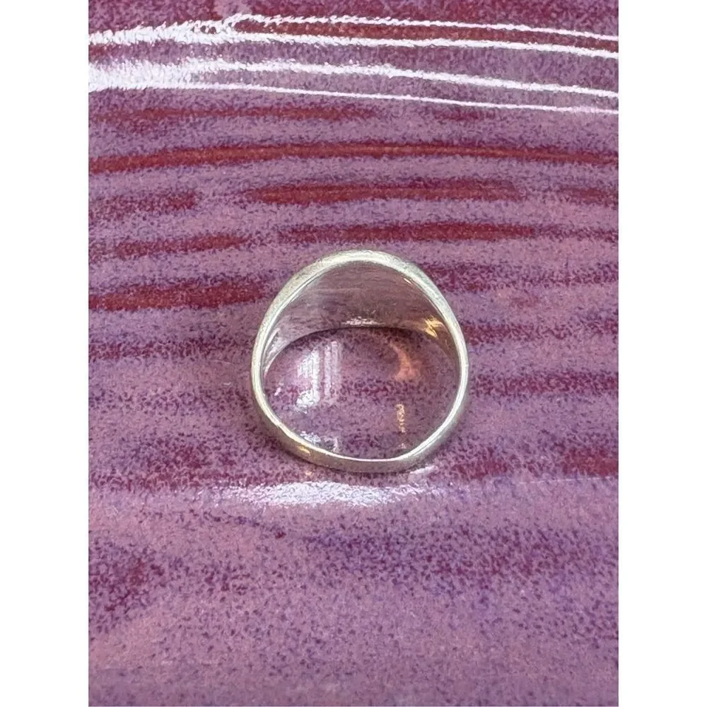 Vintage STERLING SILVER PINK MOTHER OF PEARL STONE Inlay SIZE 8 - Picture 2 of 9